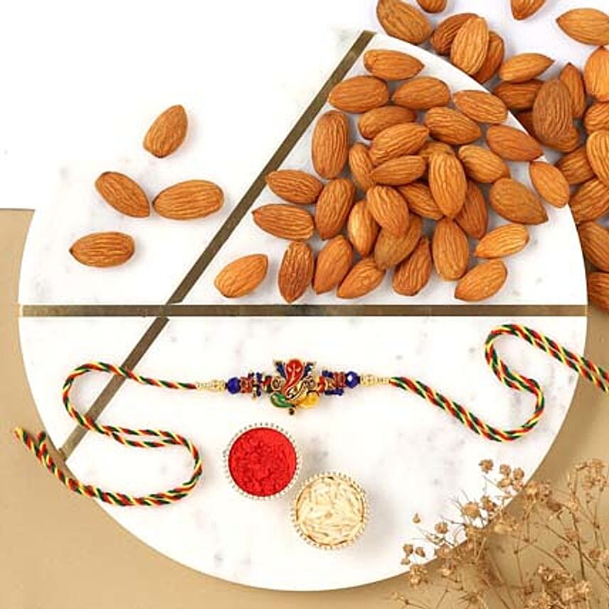 Sneh Auspicious Ganesha Rakhi & Almonds