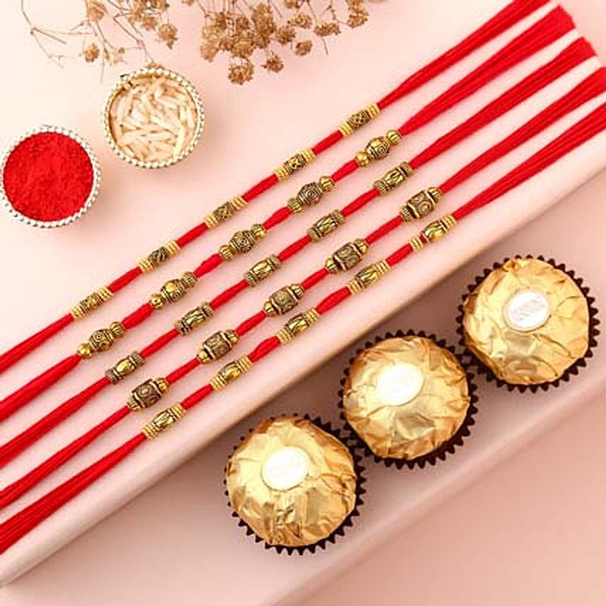 Sneh Brass Rakhi Set & Ferrero Rocher