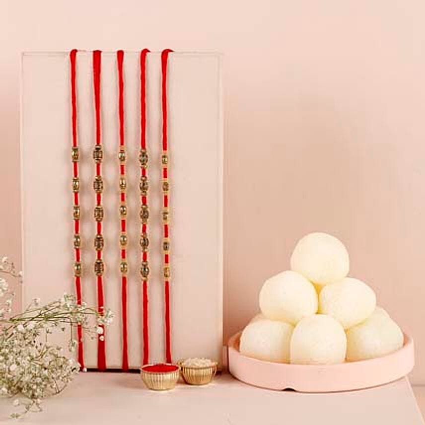 Sneh Brass Rakhi Set & Rasgullas