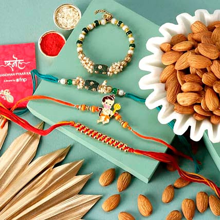 Sneh Enchanting Family Rakhi Set & Almonds