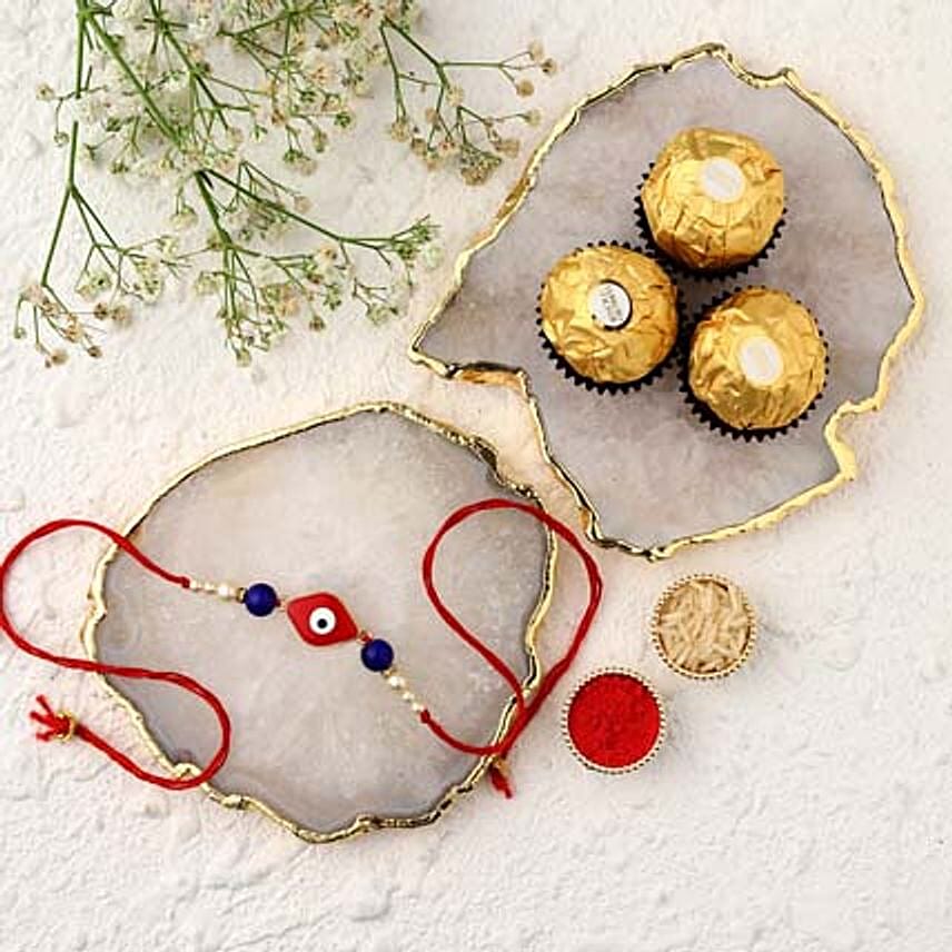 Sneh Evil Eye Red Rakhi & Ferrero Rocher