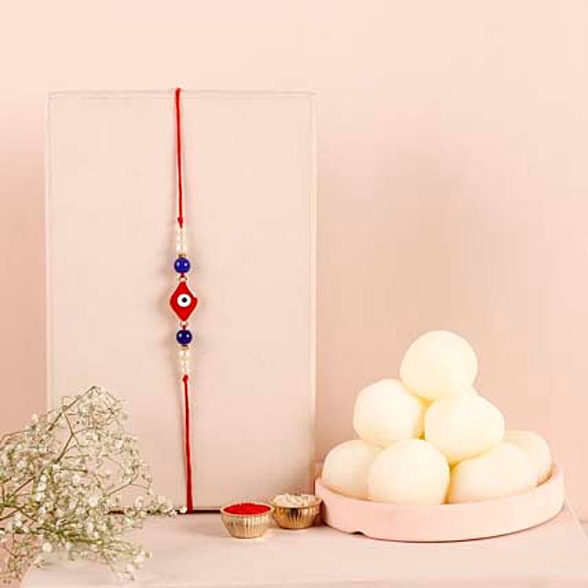 Sneh Evil Eye Red Rakhi & Rasgullas