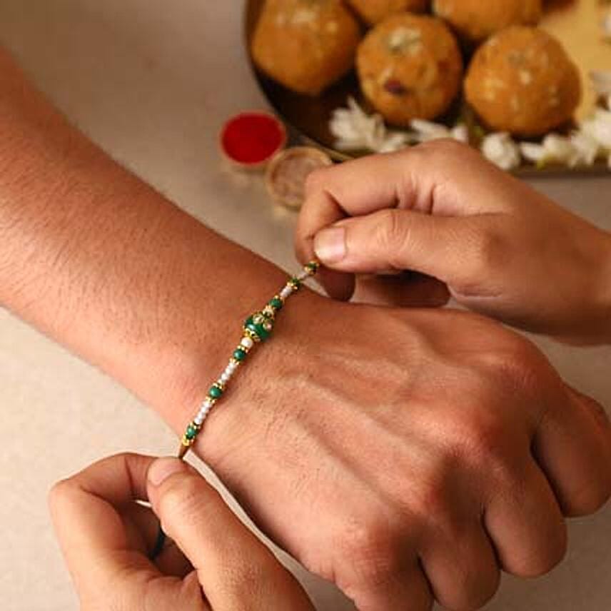 Sneh Fancy Green Pearl Rakhi