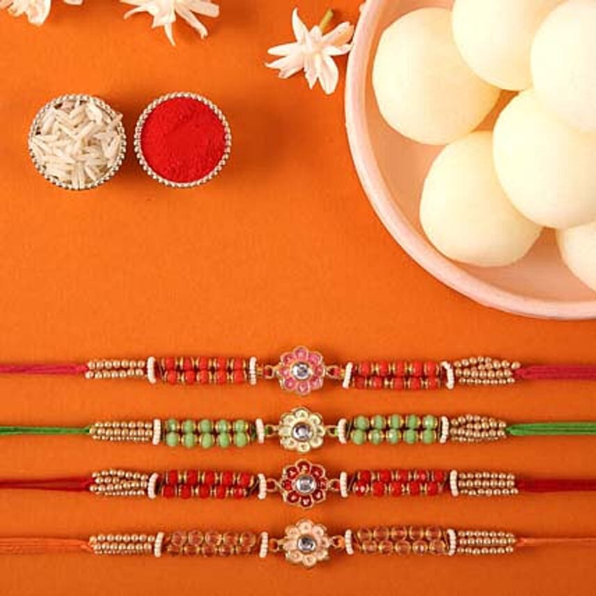 Sneh Meenakari Rakhi Set & Rasgullas