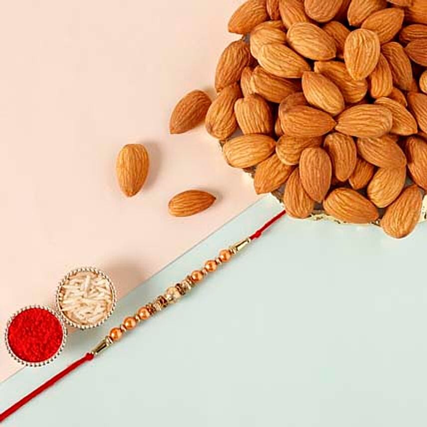 Sneh Rose Gold Rakhi & Almonds