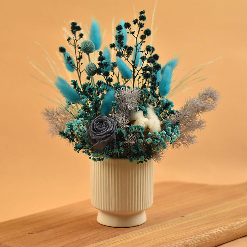 Blissful Mixed Preserved Flowers Designer Vase