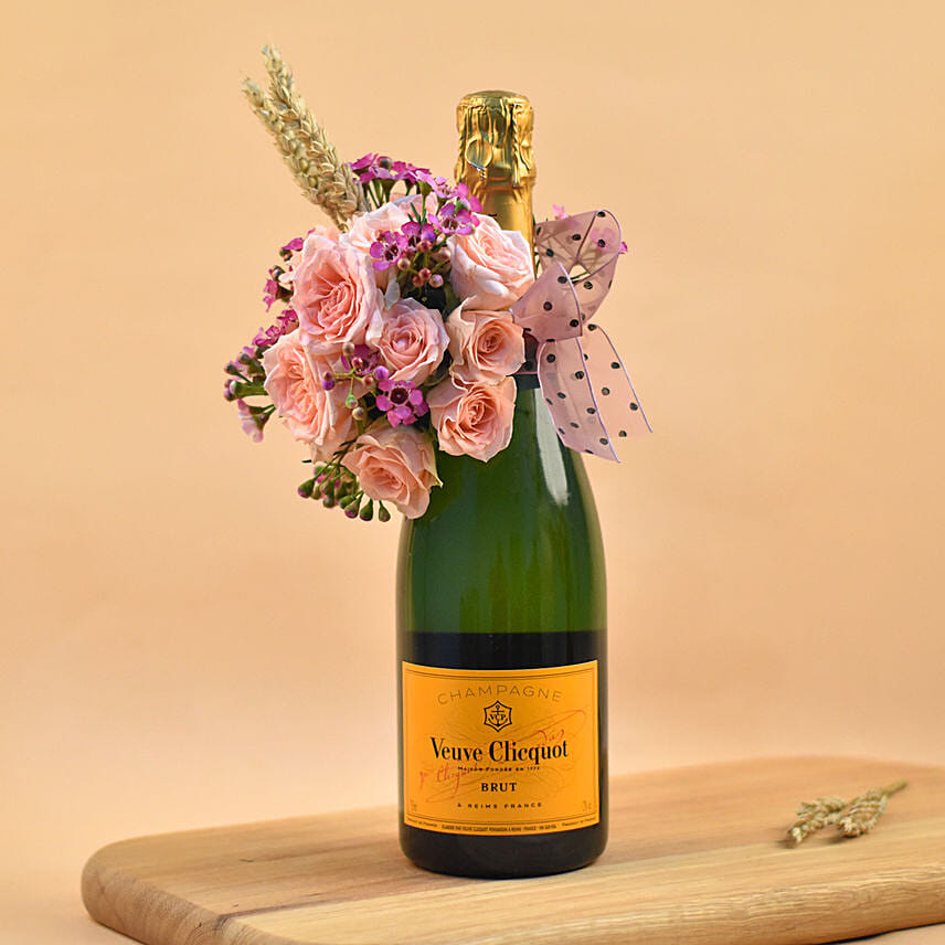 Champagne & Mixed Flowers Combo