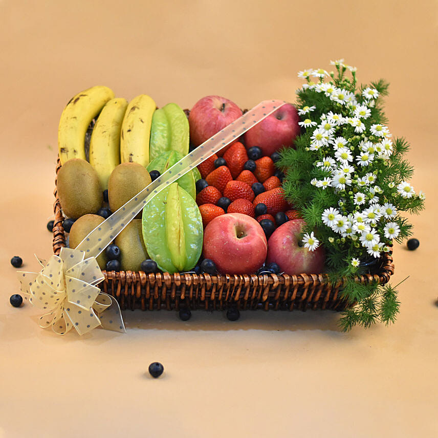 White Phoneix & Assorted Fruits Basket