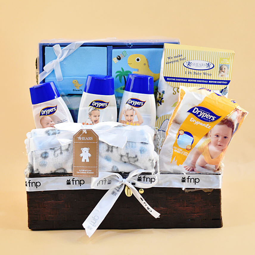 Brown Basket Baby Care Hamper