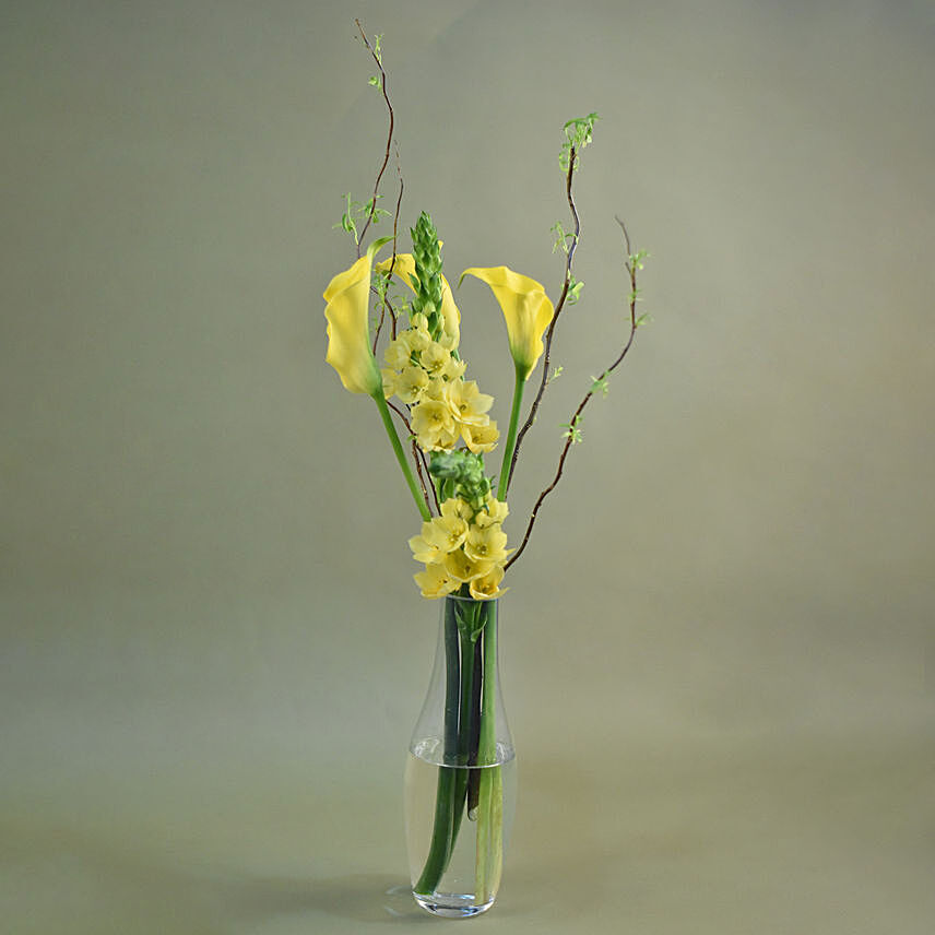 Bright Yellow Flowers Bottle Vase