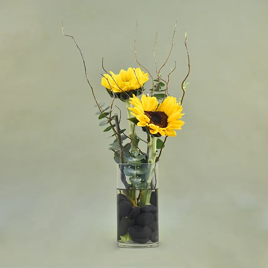 Sunny Sunflowers Cylindrical Vase