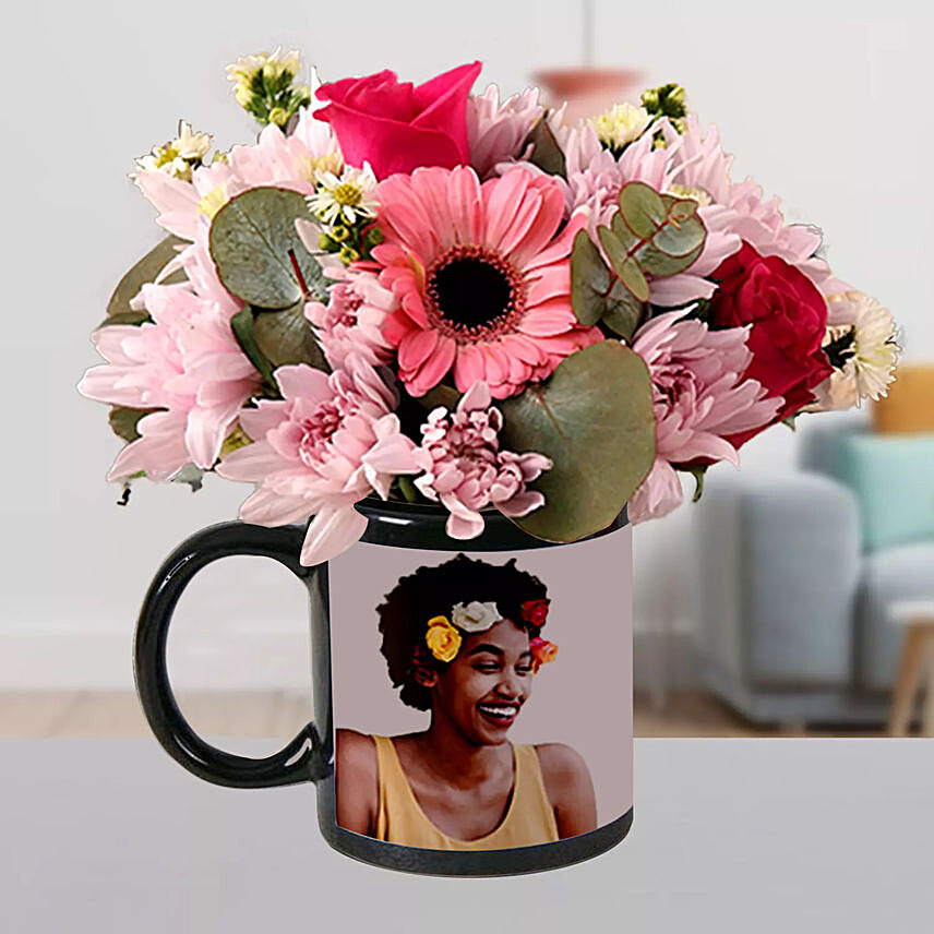 Ravishing Mixed Flowers In Personalised Mug