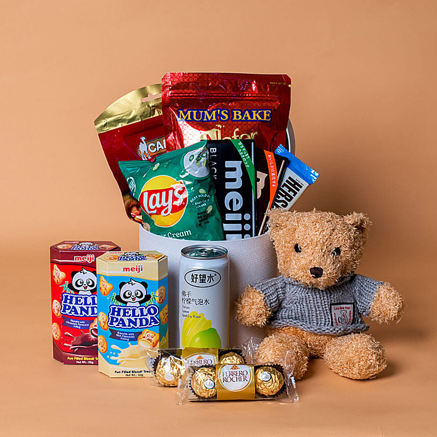 Choco Snack Treat Gift Hamper With Teddy