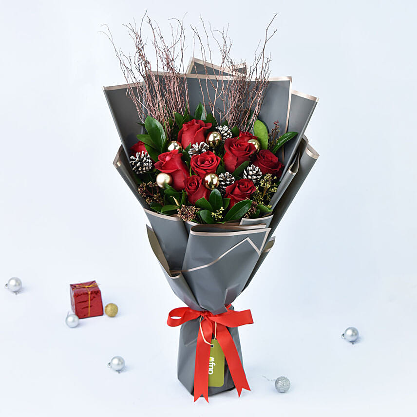 Christmas Wishes Rose Bouquet