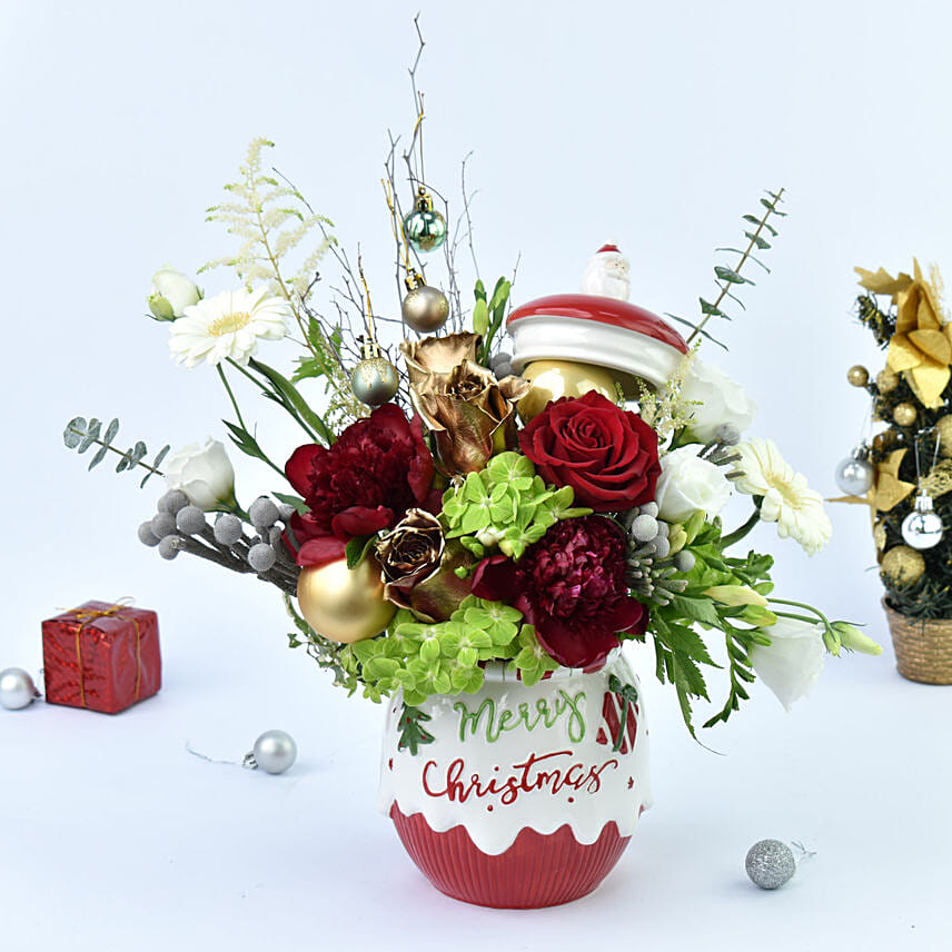 Merry And Joyous Christmas Flowers