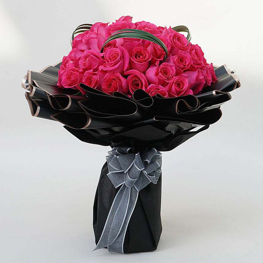 50 Dark Pink Roses Bouquet