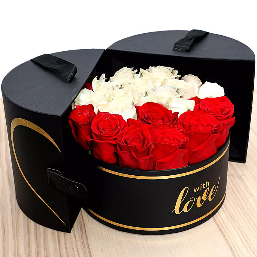 Charming Red With White Roses For Valentines