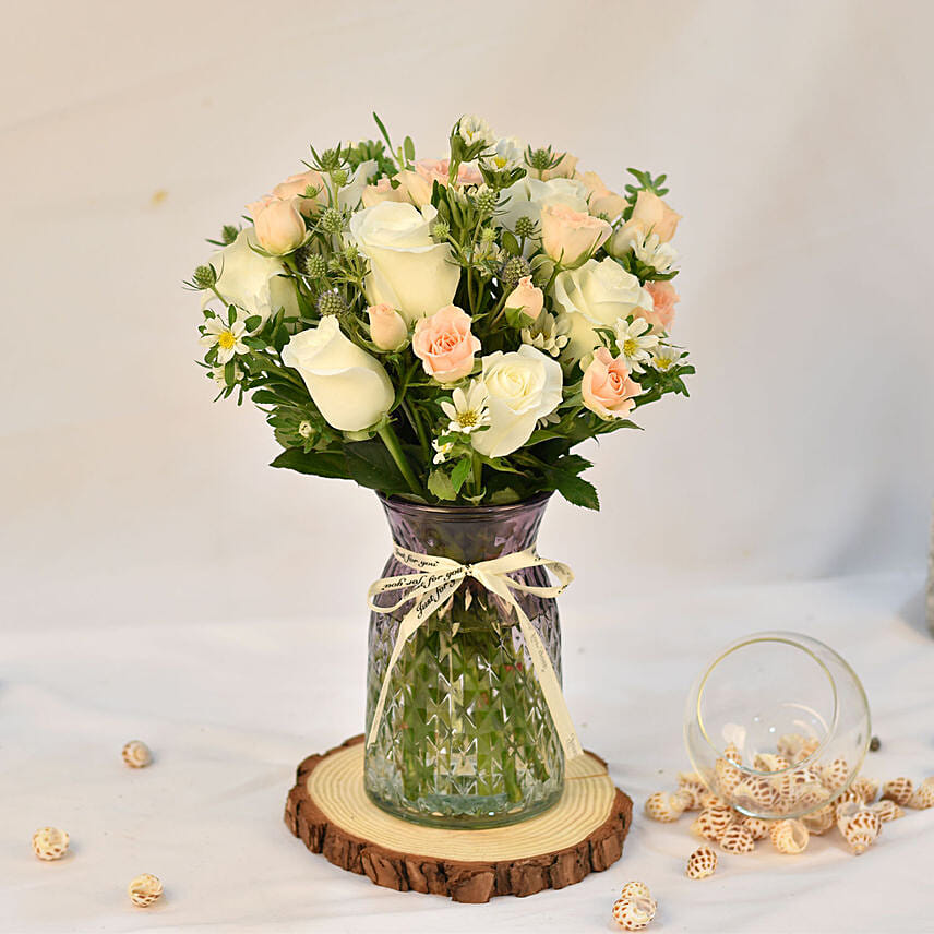 Radiant Love Medley Arrangement in Crystal Embrace Vase