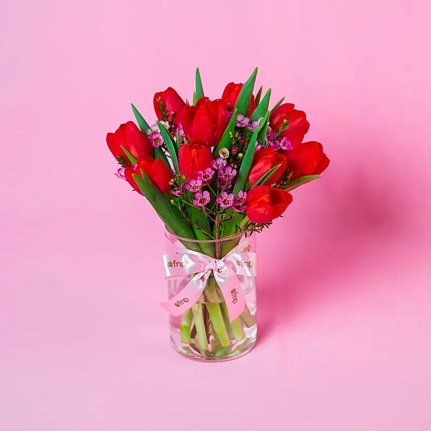 Gracious Tulips Vase for Valentine: Flower Delivery Singapore
