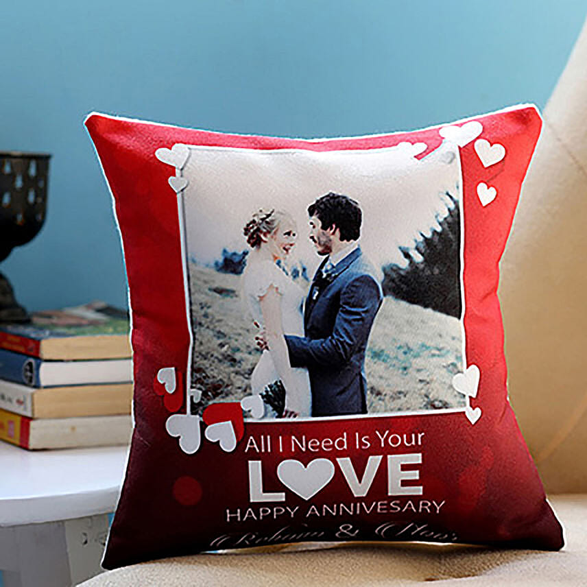 Personalised Happy Anniversary Love Cushion Personalised Happy Anniversary Love Cushion: Send Gifts to Singapore