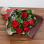 6 Red Roses Boquet With Teddy Cake