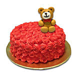 6 Red Roses Boquet With Teddy Cake