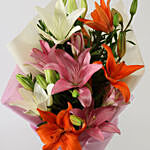 7 Attractive Mixed Asiatic Lilies Bunch