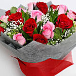 20 Red and Pink roses Bunch With Tesco Rosso Wine