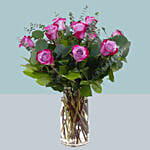 Attractive Roses Glass Vase Arrangement