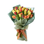 Beautifully Wrapped Mixed Tulips Bunch