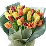 Beautifully Wrapped Mixed Tulips Bunch