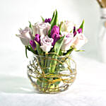 Beautiful Tulips Roses Arrangement In Fish Bowl