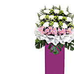 Blissful Mixed Flowers With Pink Stand