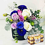 Box Of Mixed Roses With Ferreo Rocher