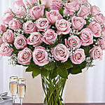 Bunch Of 50 Gorgeous Pink Roses Arrangement