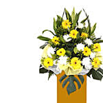 Gerberas Chrysanth With Premium Brown Stand