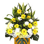 Gerberas Chrysanth With Premium Brown Stand