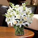 Love For White Flowers Vase Arrangement