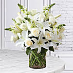 Love For White Flowers Vase Arrangement