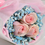 Lovely Pink Rose Baby Breath Bunch