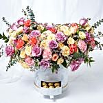 Luxurious Mixed Flowers White Box Arrangement