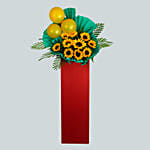 Mixed Flowers Green Balloons Cardboard Stand