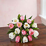 Mixed Tulips Glass Vase Arrangement