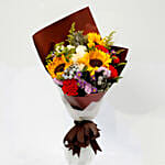 Mocha Cake And Beautiful Floral Bouquet