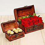 Passionate Red Roses And Chocolate Treasured Box