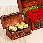 Passionate Red Roses And Chocolate Treasured Box