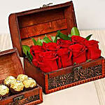 Passionate Red Roses And Chocolate Treasured Box