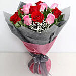 Pretty Pink And Red Roses Bouquet