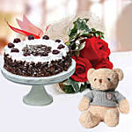 Romantic Roses Teddy Combo Black Forest Cake