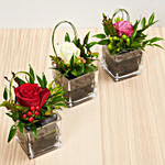 Set Of Three Flower Vase Arrangements